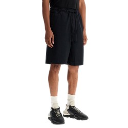 high-waisted black cotton sports shorts