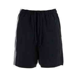 black cotton shorts with white stripes