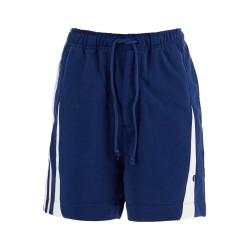 blue cotton shorts with side stripes