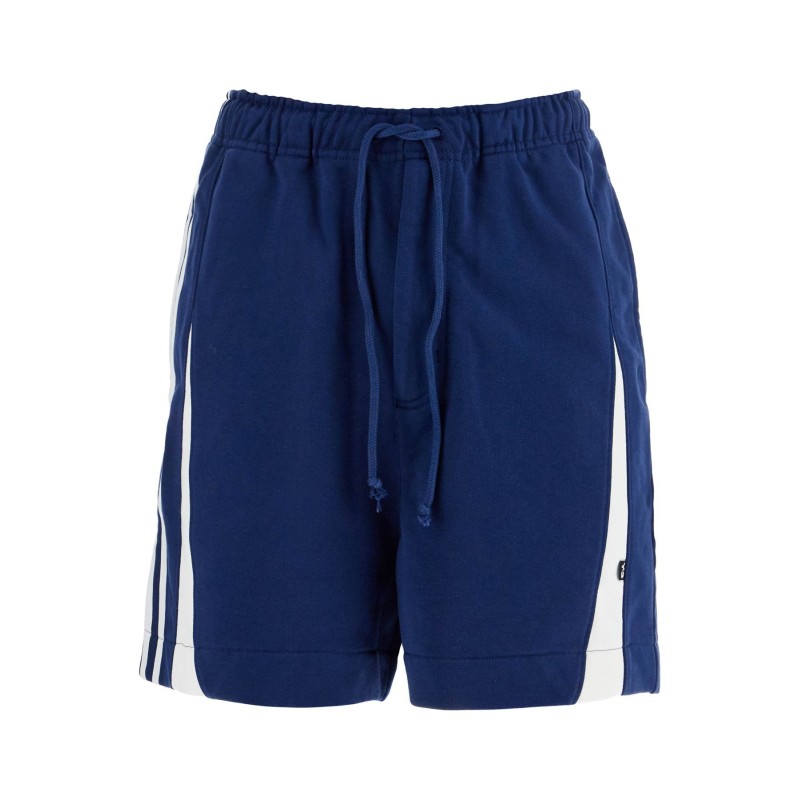 blue cotton shorts with side stripes