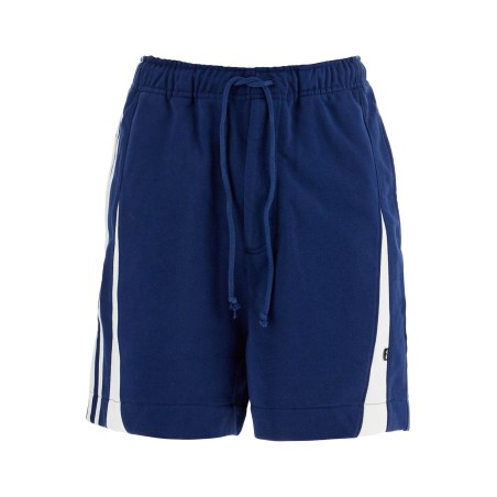 blue cotton shorts with side stripes