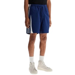 blue cotton shorts with side stripes