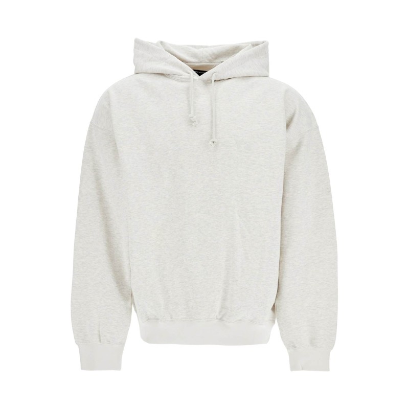 light grey cotton and recycled polyester hoodie for men