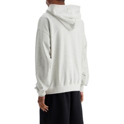 light grey cotton and recycled polyester hoodie for men