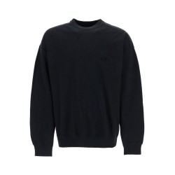 black cotton crewneck sweatshirt with tone-on-tone logo