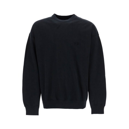 black cotton crewneck sweatshirt with tone-on-tone logo