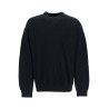 black cotton crewneck sweatshirt with tone-on-tone logo