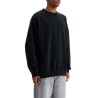 black cotton crewneck sweatshirt with tone-on-tone logo