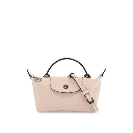 beige calfskin le pliage xtra pouch with adjustable shoulder strap