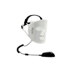 led face mask in eco-leather for ergonomic and adjustable facial treatment