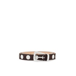 coffee calfskin belt with studs 30mm