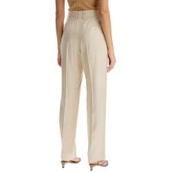 ivory viscose pants with embroidered pocket