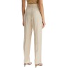 ivory viscose pants with embroidered pocket