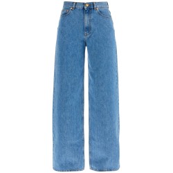 blue cotton jeans with orange embroidery