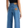 blue cotton jeans with orange embroidery