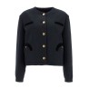 cropped black cotton bolero with golden buttons