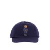 navy blue cotton hat with bear embroidery