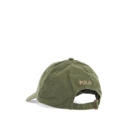 olive green cotton sports cap with embroidered logo