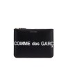 black calfskin wallet with large logo