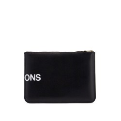 black calfskin wallet with large logo