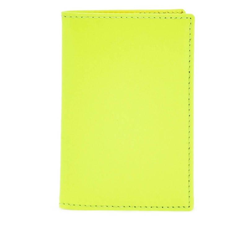 compact wallet in fluorescent yellow goat leather