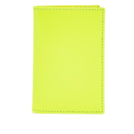 compact wallet in fluorescent yellow goat leather