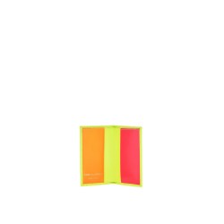 compact wallet in fluorescent yellow goat leather