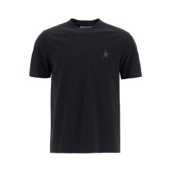 black cotton t-shirt with visible logo