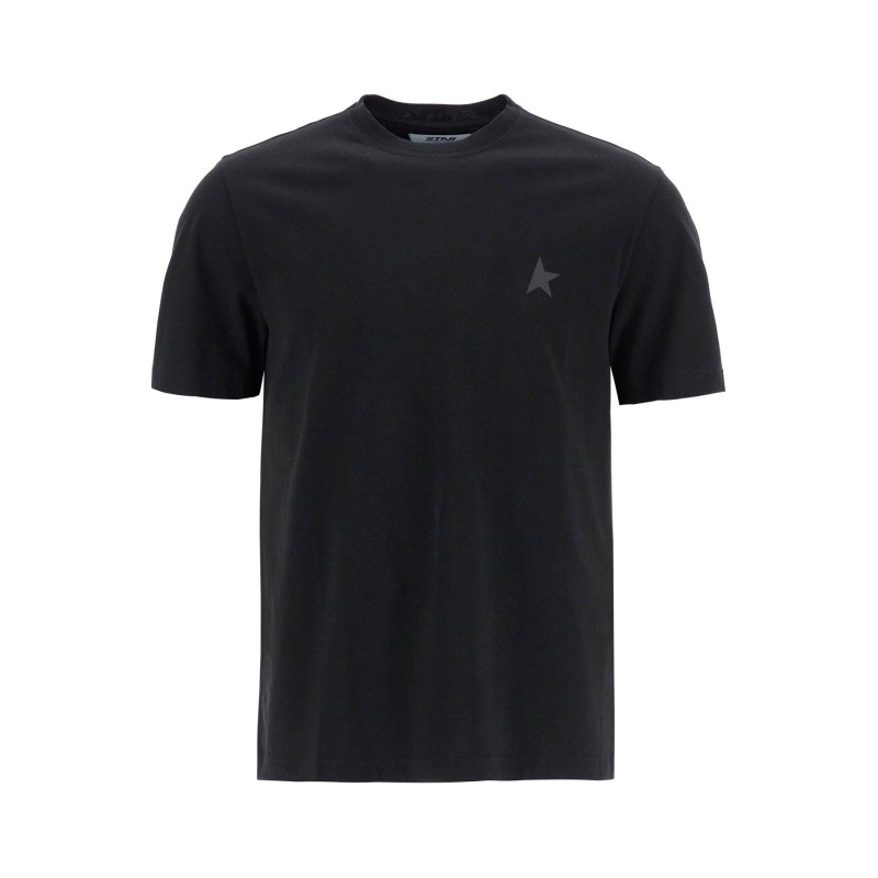 black cotton t-shirt with visible logo