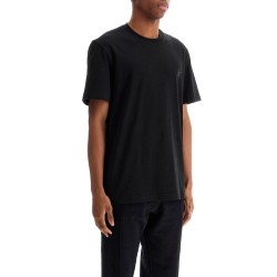 black cotton t-shirt with visible logo