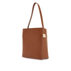 brown structured calfskin shopping bag with ivory details