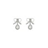 bow earrings with crystal pendant in silver-plated brass