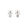 bow earrings with crystal pendant in silver-plated brass