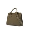 khaki leather midi handbag with adjustable shoulder strap