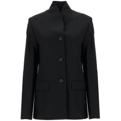 black double-breasted jacket in recycled polyester and wool