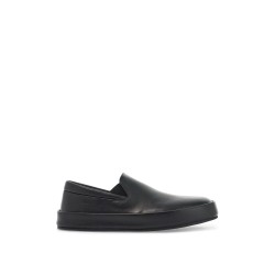 minimalist black calfskin slip-on slippers with rubber sole