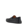 minimalist black calfskin slip-on slippers with rubber sole