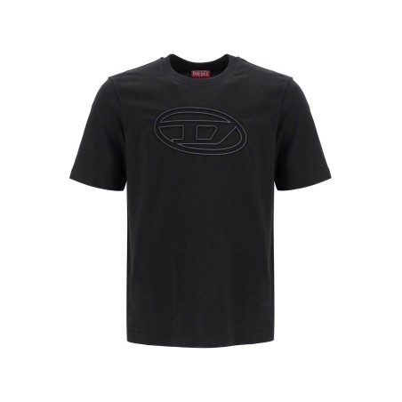 black cotton t-shirt with embossed logo