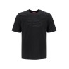 black cotton t-shirt with embossed logo