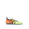 lime green and fluorescent orange sporty sneakers in cotton and pu bold design