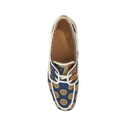 blue cotton boat shoes with paisley pattern