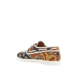 blue cotton boat shoes with paisley pattern