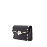 small black leather shoulder bag with golden studs