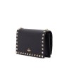 mini black leather bag with golden metal studs