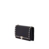 mini black leather bag with golden metal studs