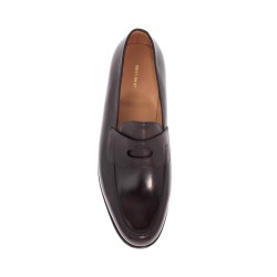 dark brown leather oxford shoes with tapered design