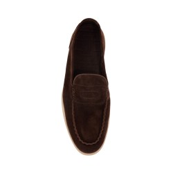 dark brown suede casual shoes with velcro closure