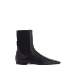 shiny black leather chelsea boots with rubber sole