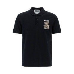 black cotton polo with bear print