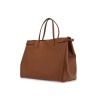 borsa tote grande in pelle marrone minimalista con fibbie decorative